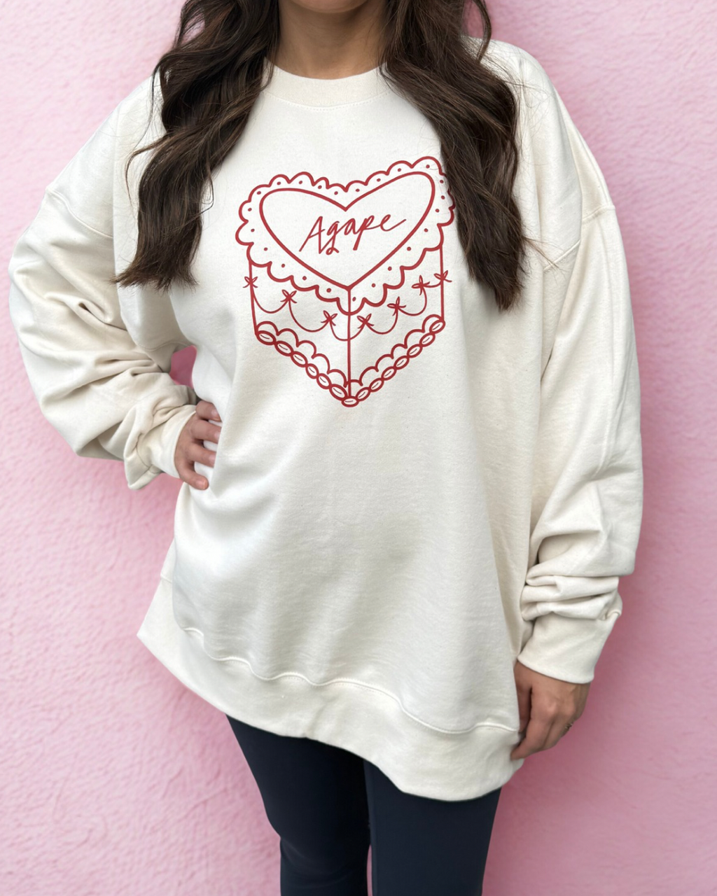 Cream Agape Crewneck Sweatshirt